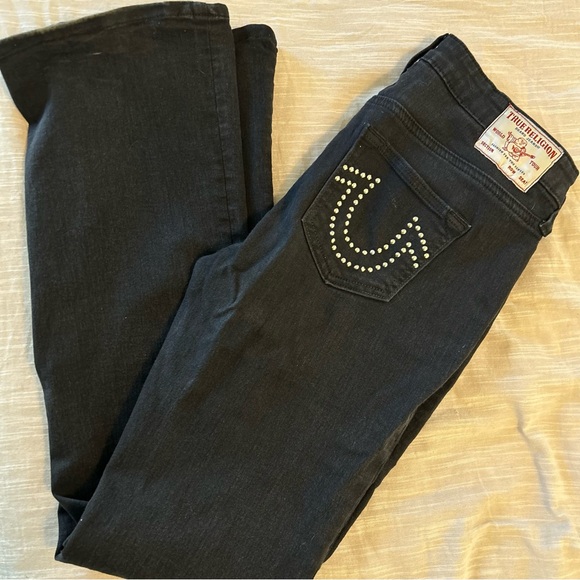 True Religion 🖤 Women's Black Flare Western Jeans - Picture 3 of 4